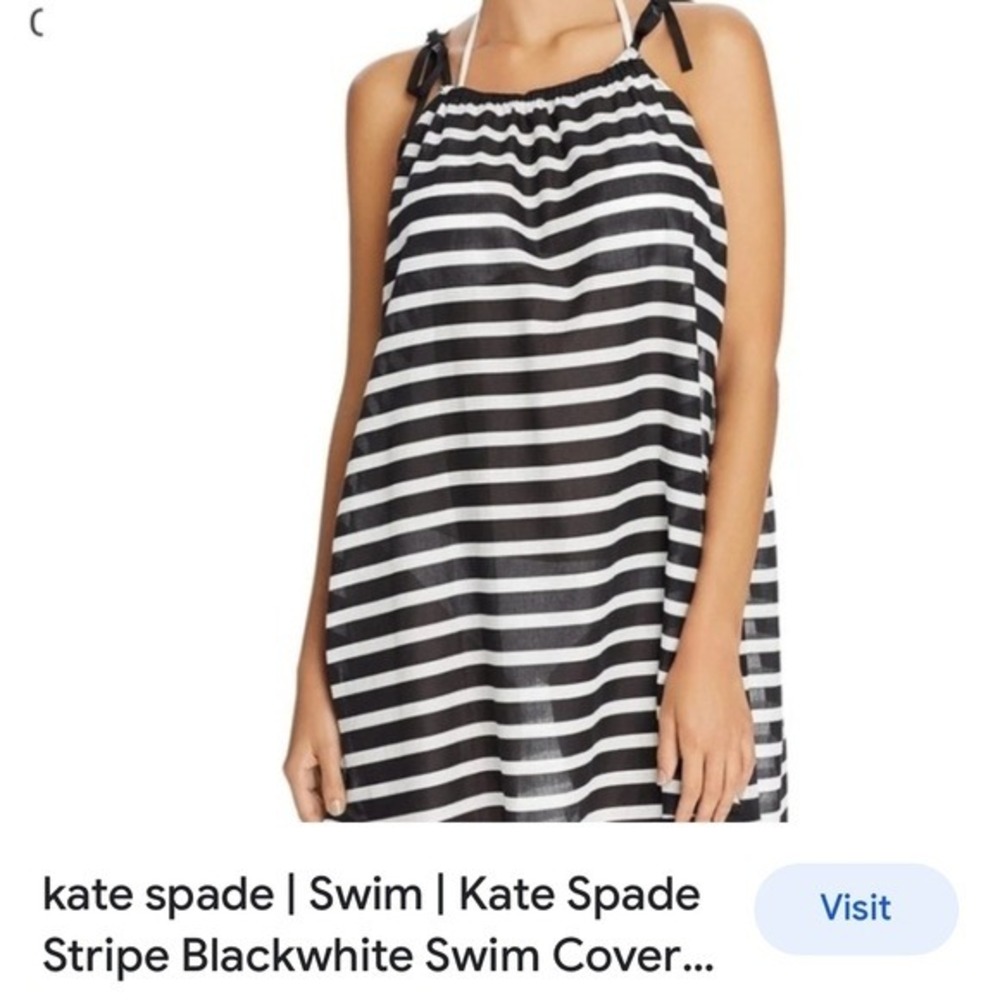 Kate Spade Swim Cover Up Women Dive Right In XS/S Black White Striped S48821
